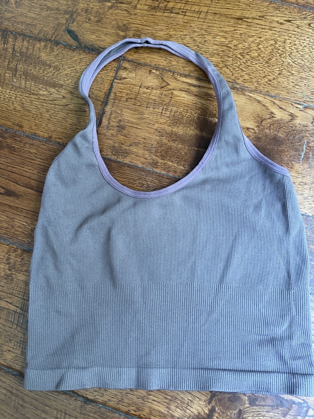 Better Be Ribbed Scoop Halter Crop Top - Mauve
